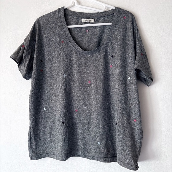 Madewell Tops - Madewell S Heather Gray Embroidered U-Neck Tee